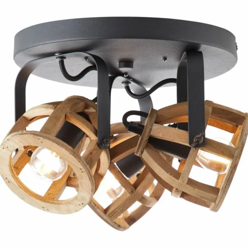 Lampes Vintages & Rétros-Luminaires Brilliant Spot de plafond Brilliant Matrix Wood Brun, Noir, 3 lumières
