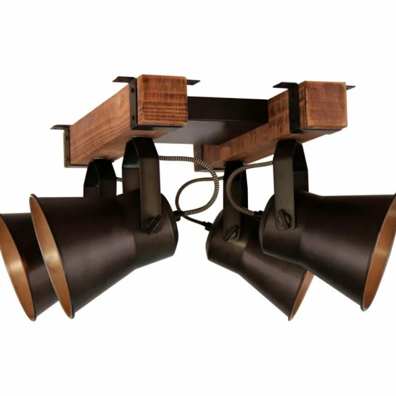 Luminaires Rustiques-Luminaires Brilliant Spot de plafond Brilliant Decca Noir, 4 lumières