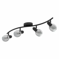 Suspension Verre Fumé-Luminaires Eglo Spot de plafond EGLO POLLICA Noir, 4 lumières