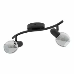 Suspension Verre Fumé-Luminaires Eglo Spot de plafond EGLO POLLICA Noir, 2 lumières