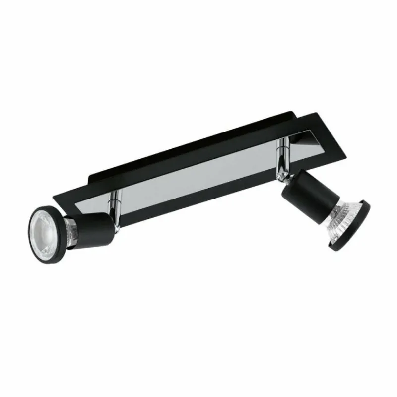 Luminaires Eglo Spot de plafond Eglo SARRIA LED Chrome, Noir, 2 lumières* Éclairage Led