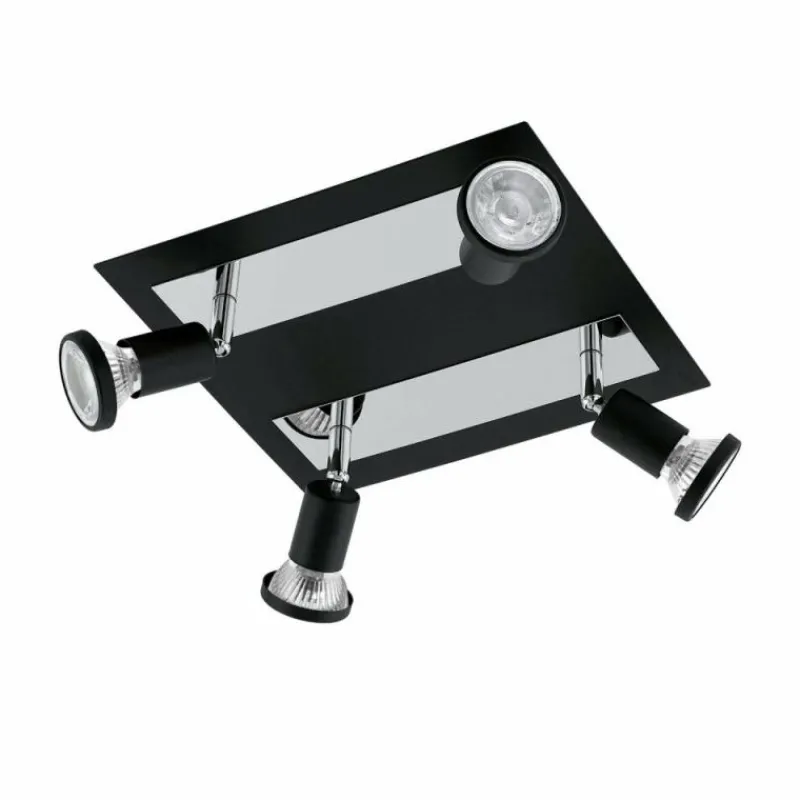 Luminaires Eglo Spot de plafond Eglo SARRIA LED Chrome, Noir, 4 lumières* Éclairage Led