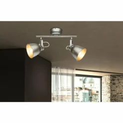 Luminaires Globo Lighting Spot de plafond Globo Hernan Gris, Argenté, 2 lumières* Spots Et Projecteurs