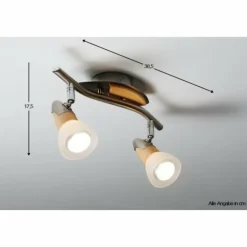 Lampes Vintages & Rétros-Luminaires Globo Lighting Spot de plafond Globo Lord Bois clair, Nickel mat, 2 lumières