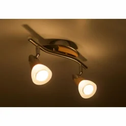 Lampes Vintages & Rétros-Luminaires Globo Lighting Spot de plafond Globo Lord Bois clair, Nickel mat, 2 lumières