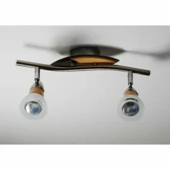 Lampes Vintages & Rétros-Luminaires Globo Lighting Spot de plafond Globo Lord Bois clair, Nickel mat, 2 lumières