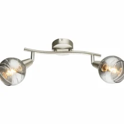 Luminaires Globo Lighting Spot de plafond Globo ROMAN LED Nickel mat, 2 lumières