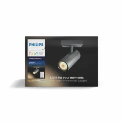 Luminaires Philips Spot de plafond, kit de base Philips Hue Ambiance White Buratto Argenté, 1 lumière, Télécommandes