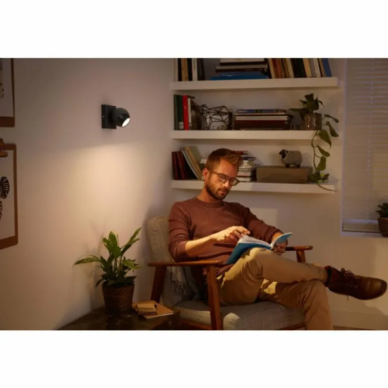 Luminaires Philips Spot de plafond, kit de base Philips Hue Ambiance White Buckram Noir, 1 lumière, Télécommandes