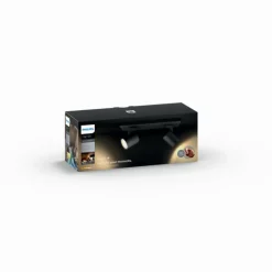 Luminaires Philips Spot de plafond, kit de base Philips Hue Ambiance White Runner Noir, 2 lumières, Télécommandes