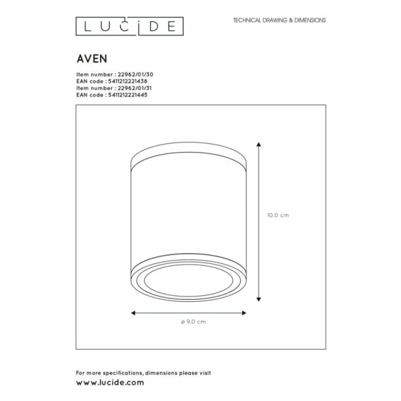 Luminaires Lucide Spot de plafond Lucide AVEN Noir, 1 lumière* Spots Et Projecteurs