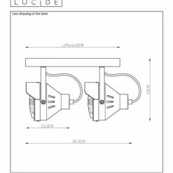 Lampes Industrielles-Luminaires Lucide Spot de plafond Lucide CICLETA Noir, 2 lumières