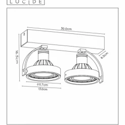 Lampes Industrielles-Luminaires Lucide Spot de plafond Lucide DORIAN LED Noir, 2 lumières