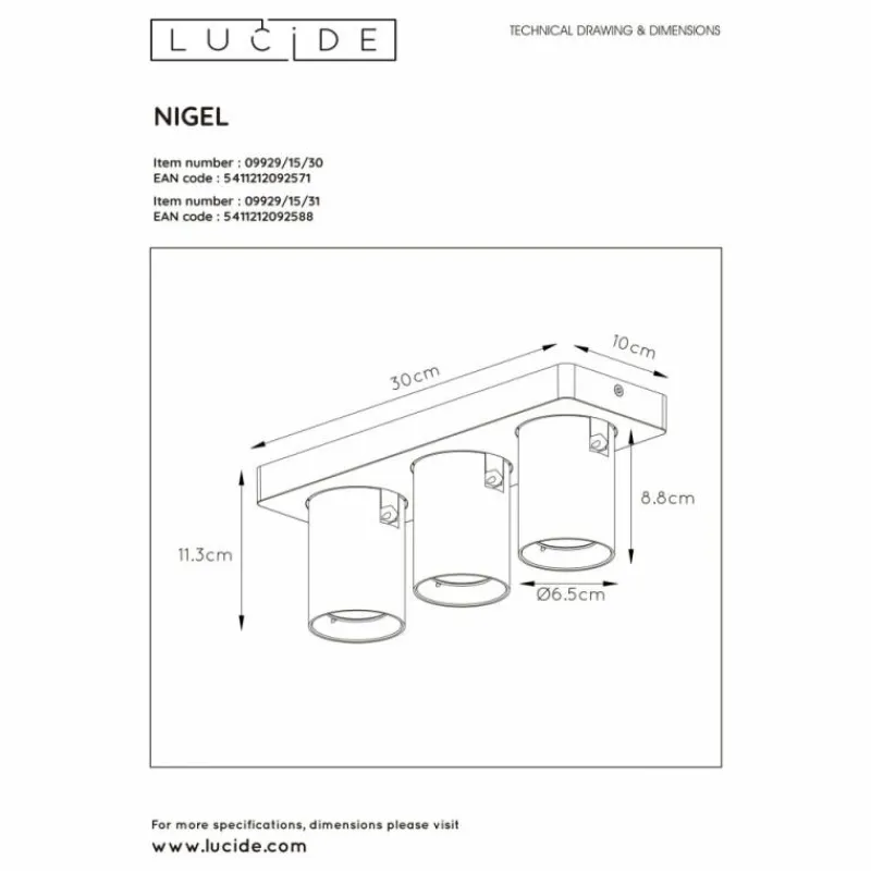 Luminaires Lucide Spot de plafond Lucide NIGEL LED Blanc, 3 lumières* Éclairage Led