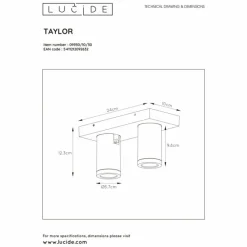 Luminaires Lucide Spot de plafond Lucide TAYLOR LED Noir, 2 lumières* Éclairage Led