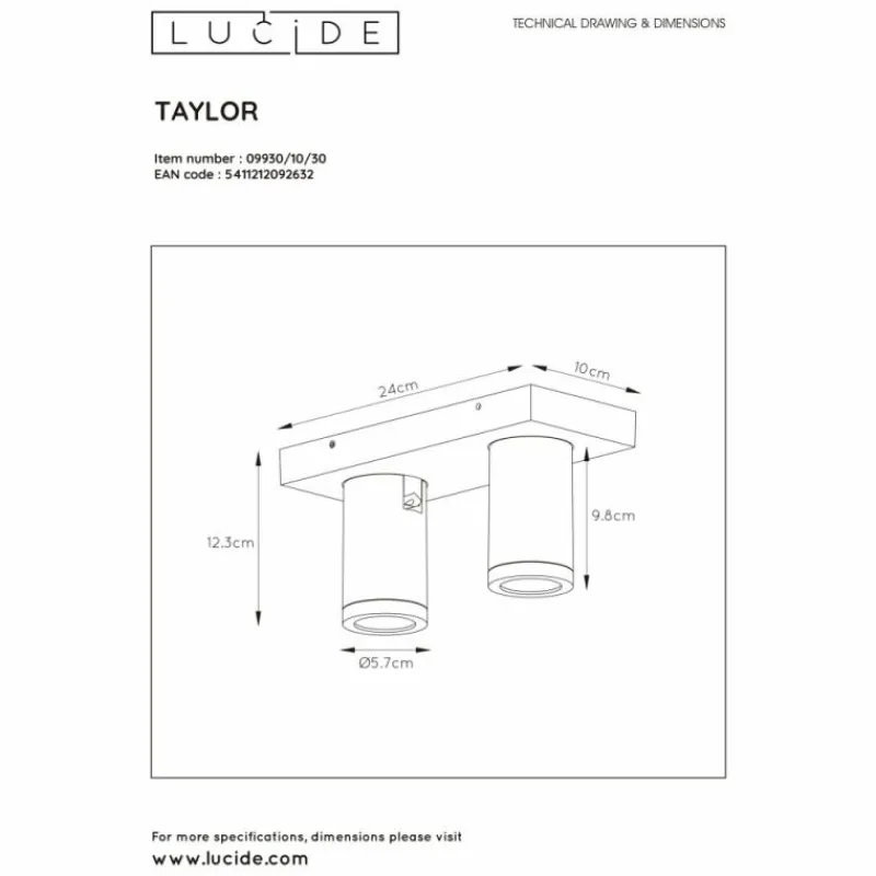 Luminaires Lucide Spot de plafond Lucide TAYLOR LED Noir, 2 lumières* Éclairage Led