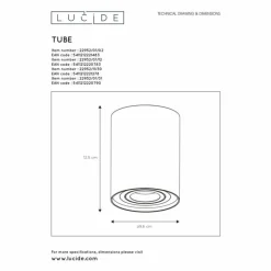 Lampes Dorées-Luminaires Lucide Spot de plafond Lucide TUBE Or, Laiton, 1 lumière