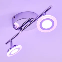hofstein Spot de plafond Lucy LED Chrome, 2 lumières, Télécommandes, Changeur de couleurs