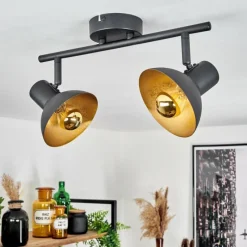 Lampes Dorées-hofstein Spot de plafond Neiden Noir doré, 2 lumières