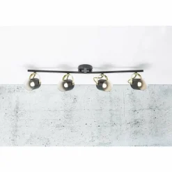 Lampes Industrielles-Luminaires Nordlux Spot de plafond Nordlux LOTUS Laiton, Noir, 4 lumières