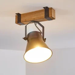 Lampes Vintages & Rétros-hofstein Spot de plafond Oksbol Gris, Brun clair, Acier brossé, 1 lumière