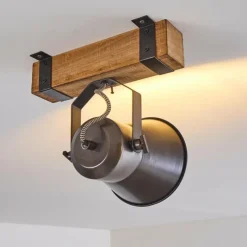 Lampes Vintages & Rétros-hofstein Spot de plafond Oksbol Gris, Brun clair, Acier brossé, 1 lumière