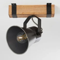 Lampes Vintages & Rétros-hofstein Spot de plafond Oksbol Gris, Brun clair, Acier brossé, 1 lumière