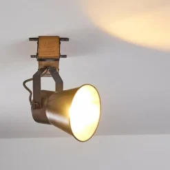 Lampes Vintages & Rétros-hofstein Spot de plafond Oksbol Gris, Brun clair, Acier brossé, 1 lumière