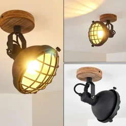 Lampes Industrielles-hofstein Spot de plafond Onsala Brun, Noir, 1 lumière