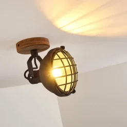 Lampes Industrielles-hofstein Spot de plafond Onsala Brun, Noir, 1 lumière
