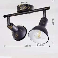 Lampes Dorées-hofstein Spot de plafond Polmak Noir doré, 2 lumières