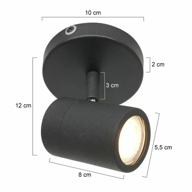 Luminaires Steinhauer Spot de plafond Steinhauer Upround LED Noir, 1 lumière* Éclairage Led