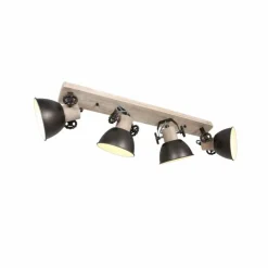 Lampes Industrielles-Luminaires Steinhauer Spot de plafond Steinhauer Gearwood Anthracite, Bois foncé, 4 lumières