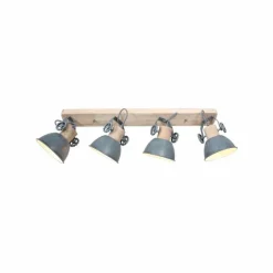 Lampes Industrielles-Luminaires Steinhauer Spot de plafond Steinhauer Gearwood Gris, Bois foncé, 4 lumières