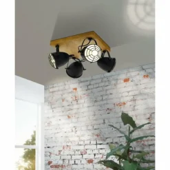 Lampes Vintages & Rétros-Luminaires Eglo Spot Eglo GATEBECK Brun, 4 lumières
