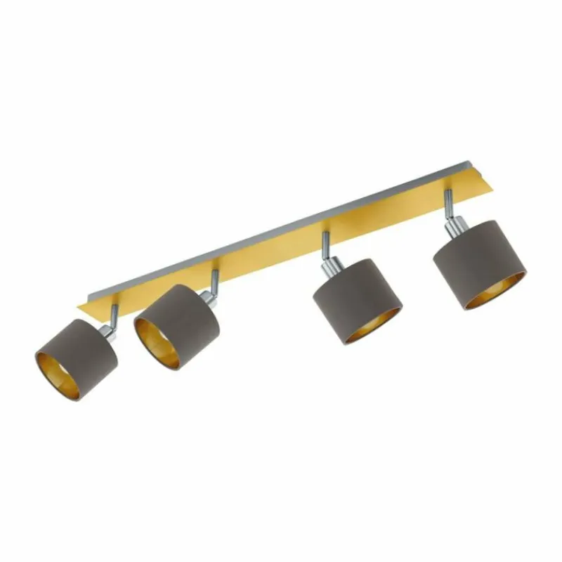 Lampes En Tissu-Luminaires Eglo Spot Eglo VALBIANO Laiton, Nickel mat, 4 lumières