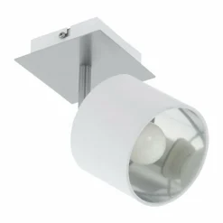 Lampes En Tissu-Luminaires Eglo Spot Eglo VALBIANO Nickel mat, Blanc, 1 lumière