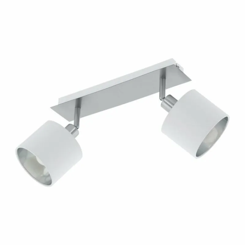 Lampes En Tissu-Luminaires Eglo Spot Eglo VALBIANO Nickel mat, Blanc, 2 lumières