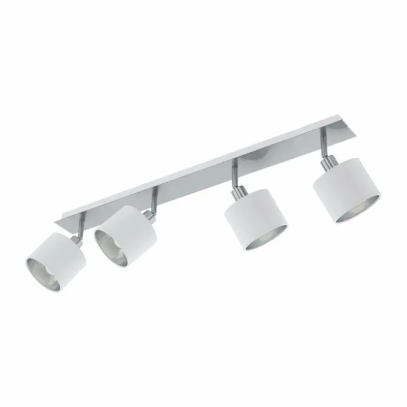 Lampes En Tissu-Luminaires Eglo Spot Eglo VALBIANO Nickel mat, Blanc, 4 lumières