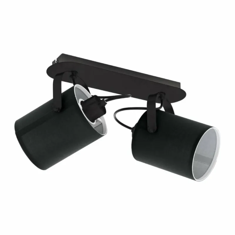 Lampes En Tissu-Luminaires Eglo Spot Eglo VILLABATE Noir, 2 lumières
