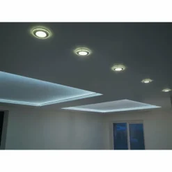 Luminaires Trio Spot encastrable - kit de 3 Trio ARGUS LED Chrome, 6 lumières, Télécommandes, Changeur de couleurs* Luminaires Encastrés