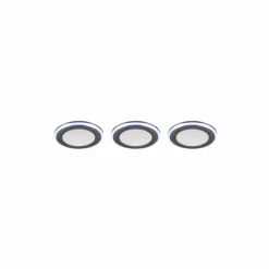 Luminaires Trio Spot encastrable - kit de 3 Trio ARGUS LED Chrome, 6 lumières, Télécommandes, Changeur de couleurs* Luminaires Encastrés