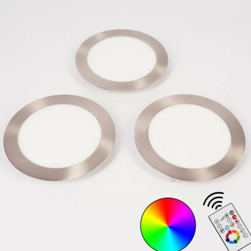 hofstein Spot encastrable Finsrud LED Nickel mat, 1 lumière, Télécommandes, Changeur de couleurs