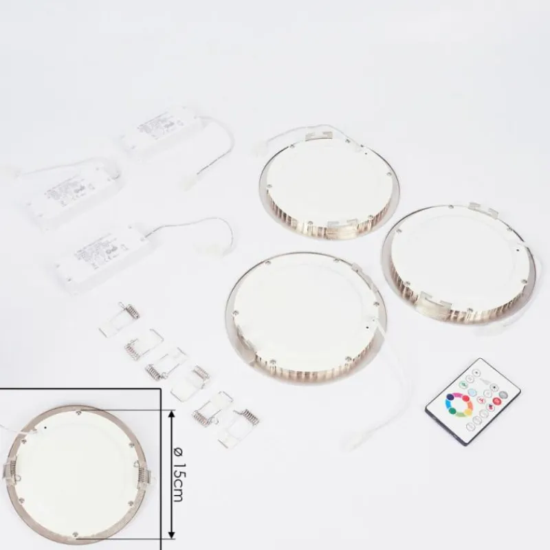 hofstein Spot encastrable Finsrud LED Nickel mat, 1 lumière, Télécommandes, Changeur de couleurs