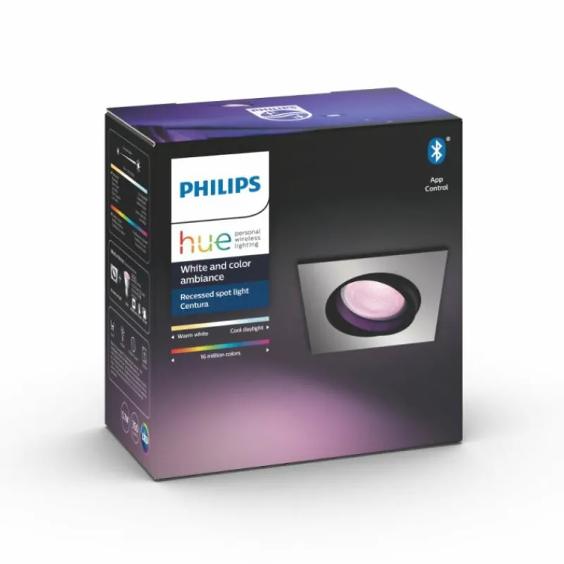 Luminaires Philips Spot encastrable, kit d'extension Philips Hue Ambiance White & Color Centura Argenté, 1 lumière, Changeur de couleurs