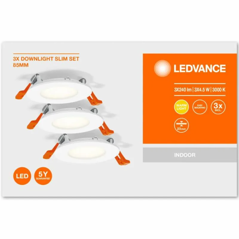 Luminaires Ledvance Spot encastrable LEDVANCE DOWNLIGHT SLIM Blanc, 3 lumières* Luminaires Encastrés