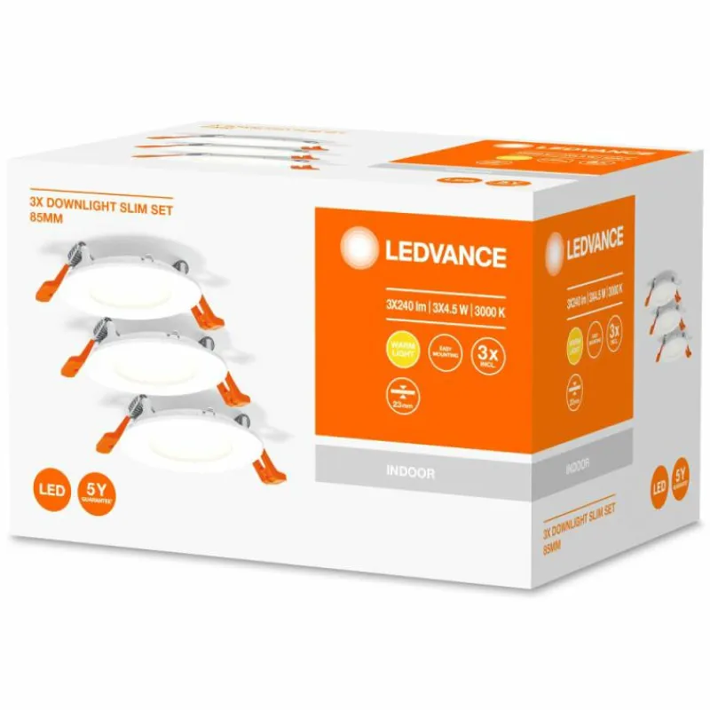 Luminaires Ledvance Spot encastrable LEDVANCE DOWNLIGHT SLIM Blanc, 3 lumières* Luminaires Encastrés