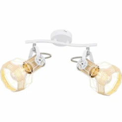 Lampes En Bois-Luminaires Globo Lighting Spot Globo BANA Brun, Blanc, 2 lumières