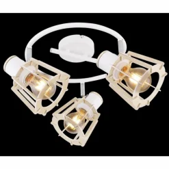 Lampes En Bois-Luminaires Globo Lighting Spot Globo BLAHA Brun, Blanc, 3 lumières