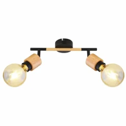 Luminaires Scandinaves-Luminaires Globo Lighting Spot Globo JORNA Bois clair, Noir, 2 lumières